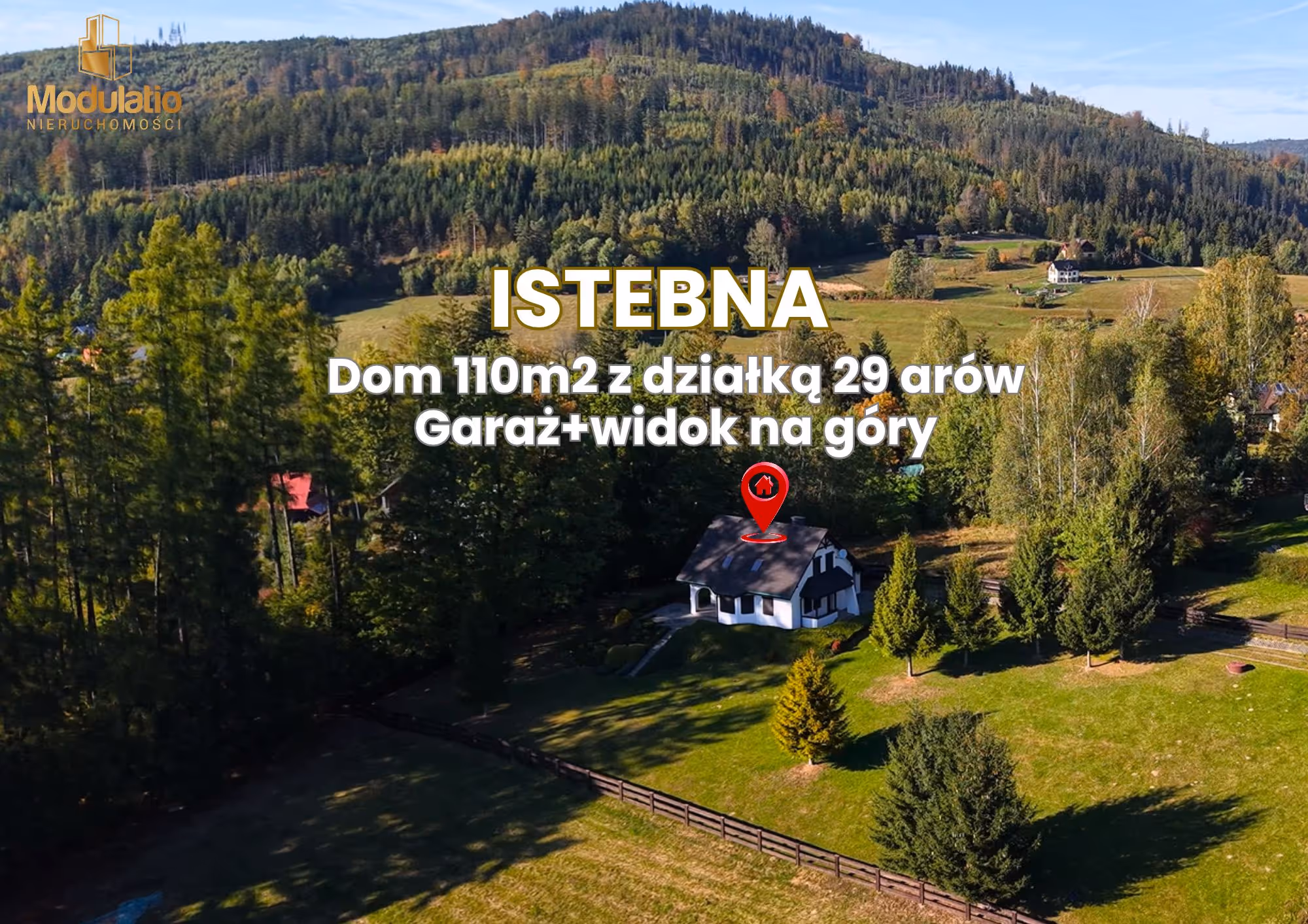 Komfortowy dom w Istebnej z widokiem na góry, działka 29 arów